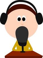 Radio host, illustration, vector on white background.