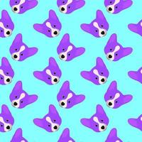 Violet dog, seamless pattern on blue background. vector