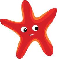 Cute red starfish, illustration, vector on white background