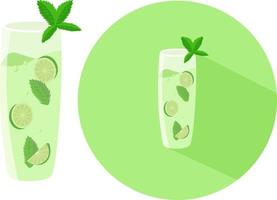Mojito coctail ,illustration, vector on white background.