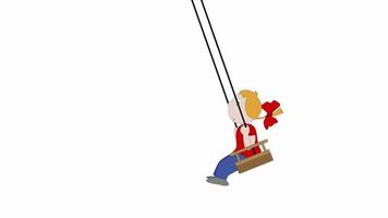 animation cartoon where a girl swings on a swing video
