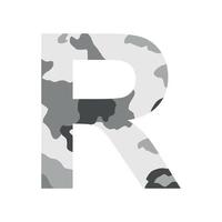 English alphabet letter R, khaki style isolated on white background - Vector