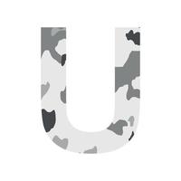 English alphabet letter U, khaki style isolated on white background - Vector