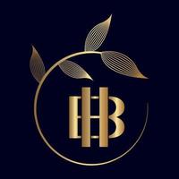 logotipo de hoja de lujo bh o hb vector
