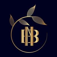 logotipo de hoja de lujo bn o nb vector