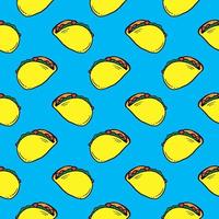 Simple taco ,seamless pattern on blue background. vector