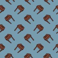 Uncomfortable wooden chairs,seamless pattern on blue background. vector