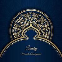 luxury mandala background, blue and gold vector