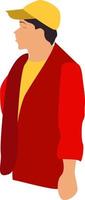 Boy with red jacket, illustration, vector on white background.