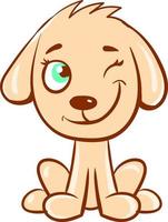 Winking dog, illustration, vector on white background