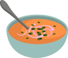 Soup with onions, illustration, vector on white background.