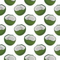 Dark green coconut ,seamless pattern on white background. vector