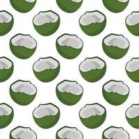 Dark green coconut ,seamless pattern on white background. vector