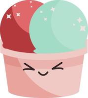 Cute colorful ice cream, illustration, vector on white background.