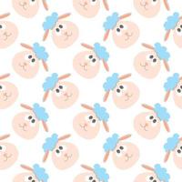 Cute sheep heads ,seamless pattern on white background. vector