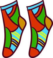 Multicolor socks, illustration, vector on white background