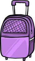 Purple interesting suitcase, illustration, vector on white background.