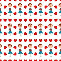 Lovers pattern, illustration, vector on white background.