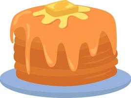 Pancakes with butter, illustration, vector on a white background.