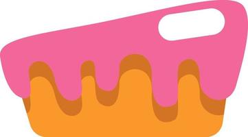 Delicious slice of pink cake, illustration, vector on a white background.