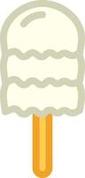 Vanilla ice cream on stick, illustration, vector on a white background.