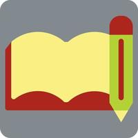 Red book with pencil, illustration, vector, on a white background. vector