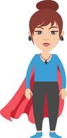 Woman with red cape, illustration, vector on white background.