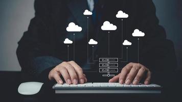 cloud computing diagram technology. Data storage network computer.online information cyberspace and internet service concept. photo