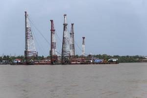 Industrial construction transport vessel ship on ocean . photo