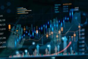 Digital marketing virtual dashboard analyzing finance data stock market chart and economic growth graph block chain technology business investment. photo