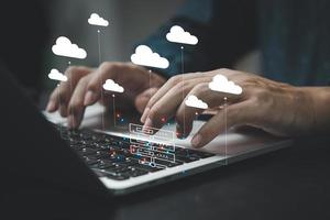 cloud computing diagram technology. Data storage network computer.online information cyberspace and internet service concept. photo