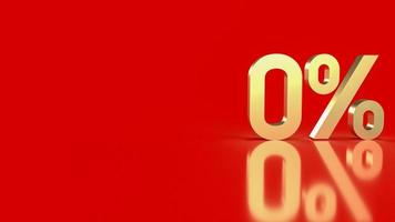 The gold zero percent on red background  for promotion concept 3d rendering photo