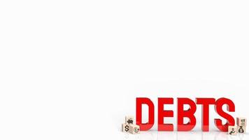 The red  debts text on white background  3d rendering photo