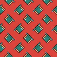 Green box ,seamless pattern on red background. vector