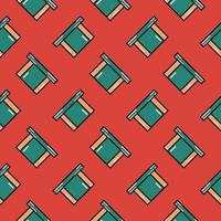 Green box ,seamless pattern on red background. vector