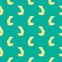 Yellow sock , seamless pattern on a green background. vector