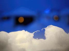 Close up snow in sharp ice shape in distance, White snowflakes at the windows under blue sky seasons greetings, merry Christmas, winter time wallpaper photo