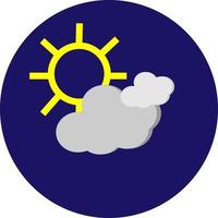 Sun with some white clouds, illustration, vector, on a white background. vector