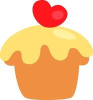 Love muffin, illustration, vector on a white background.