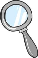 Silver magnifying glass, illustration, vector on white background