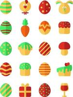 Easter icon pack, illustration, vector on a white background.
