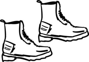 Boots drawing, illustration, vector on white background.
