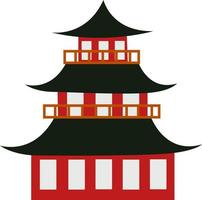 Japanese building, illustration, vector on white background.