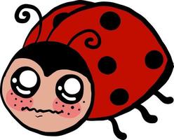 Scared ladybug , illustration, vector on white background