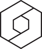 illustration abstraite du logo hexagone et cercle dans un style branché et minimaliste png