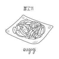 garabato de comida coreana bulgogi vector