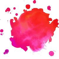 Red watercolor stain with splashes and drops. Watercolor background vector