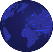 Modern Holographic Globe with World Map Crop-out png