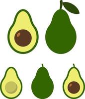 aguacate, vectorial. iconos de aguacate de color verde vectorial sobre fondo blanco. vector