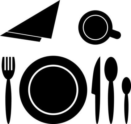 Table setting, top view, vector.
